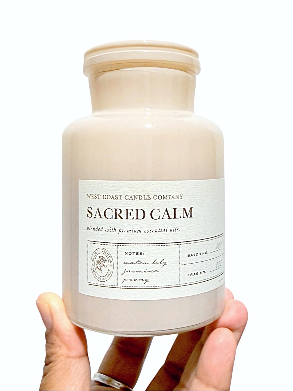 Leoben Company Sacred Calm Water Lily, Jasmine, Peony Luxury Scented Candle